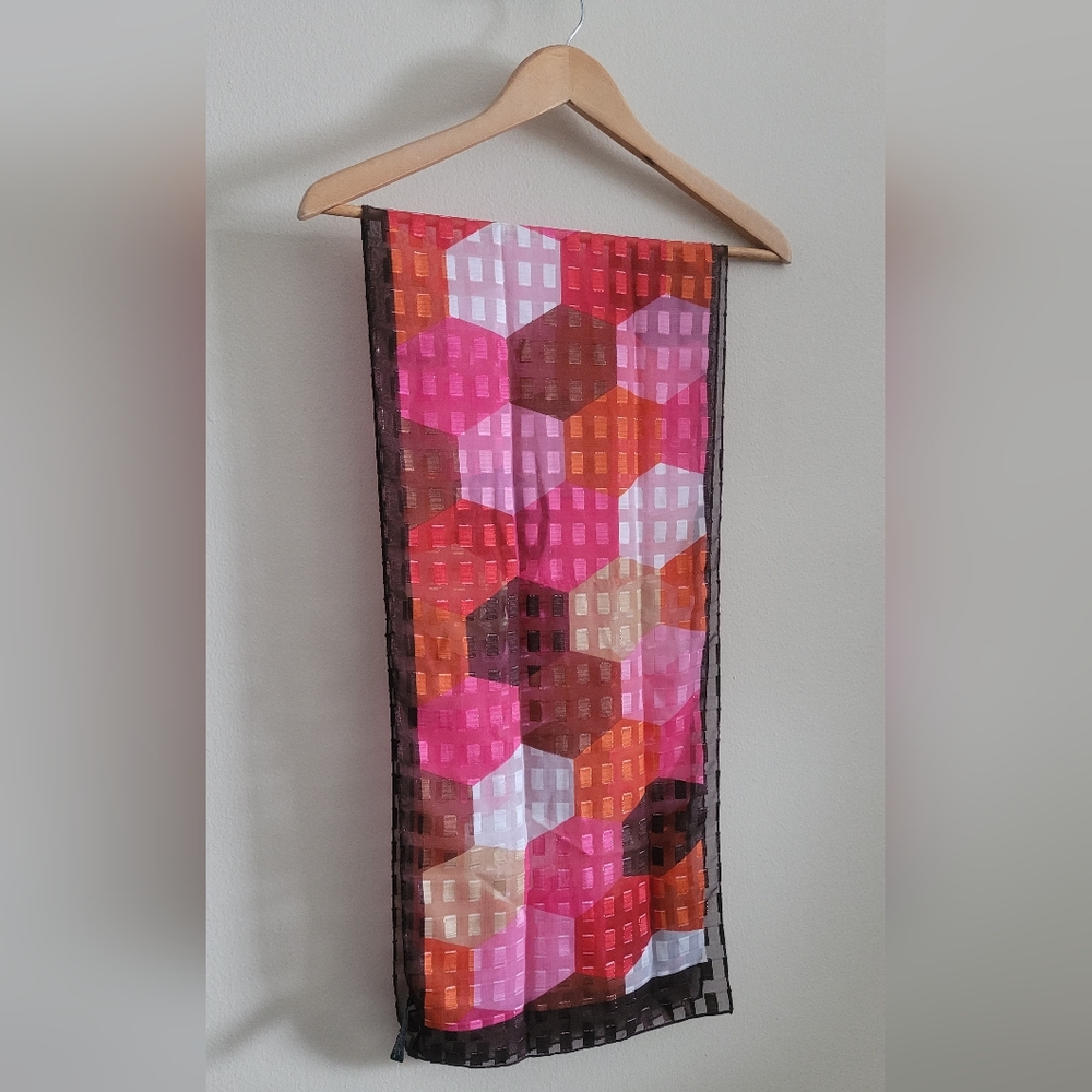 Geometric Lightweight Stacked Tile Scarf or Wrap, Bright Sheen Multicolor